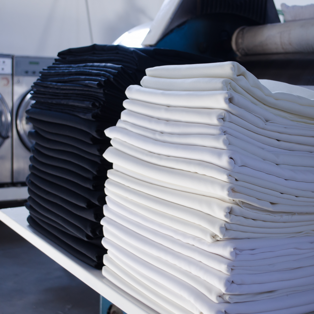 Linen Laundry Stacked Black And White Linens 1200X1200
